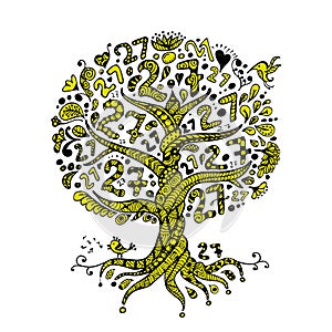 Tree 27 with roots, zentangle for your design