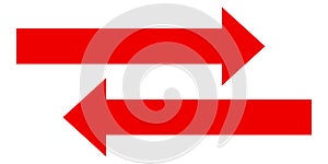 Red Bidirectional Arrow Icon Set - Two-Way Left Right Direction Pointer Horizontal