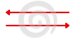 Red Bidirectional Arrow Icon Set - Two-Way Left Right Direction Pointer Horizontal