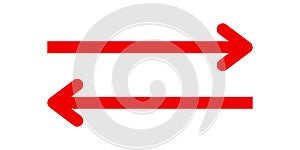 Red Bidirectional Arrow Icon Set - Two-Way Left Right Direction Pointer Horizontal