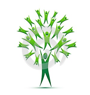 Tree abstract, green people growth concept vector logo