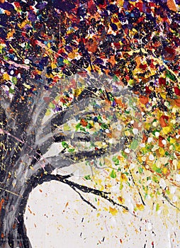 Tree abstract painting Color of dreams big old tree with colorful foliage