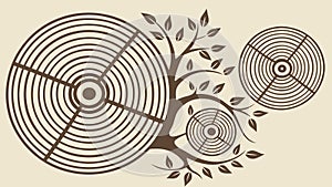 Tree with Abstract Wood Grain & Leaf Pattern, Natural Design, vector design Generative AI