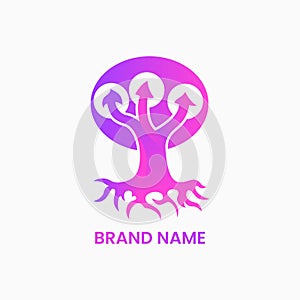 tree and arrow logo concept. modern, gradient, combination, simple and clean logotype