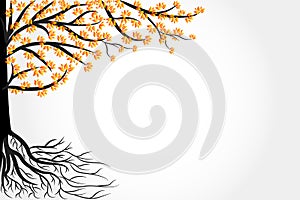 Tree autumn with roots banner copy space vector image