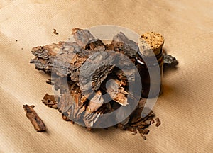 Tree Bark or Garden Mulch on Paper Background