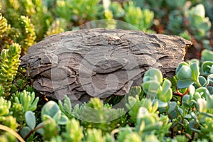 Tree bark on the ground. Mulch wood bark