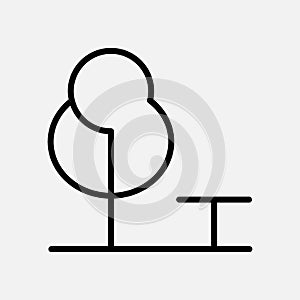 Tree And Bench Line Icons.Vector Illustration