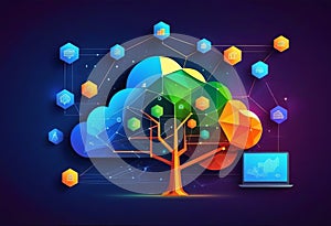 tree big data digital technology networker. online digital cloud storage photo