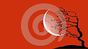 Tree blowing in the wind vector background