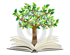 Tree on book. Enviromental education is important