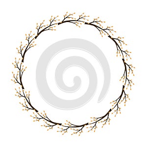 tree branch autumn leaves round frame