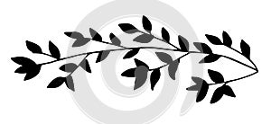 Tree branch black silhouette vector art on white