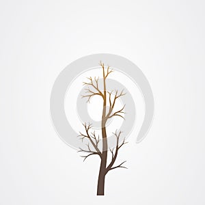 Tree branch without leaves silhouette. Tree branch vector illustration