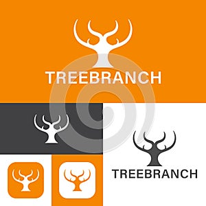 Tree with branch logo.Simple and creative icon style.Modern minimal. Vector illustration