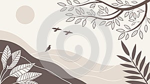 Tree branch silhouette, nature art, botanical design, minimalist nature vector design Generative AI photo