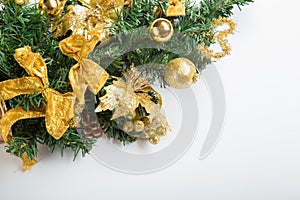 Tree branches with golden baubles