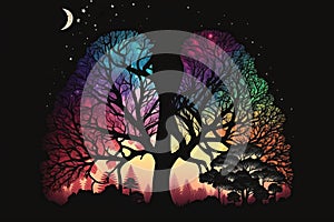 tree branches in the shape of lungs. Concept of environmental and forest protection