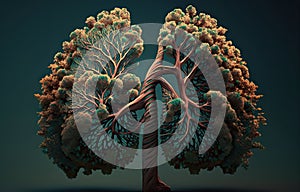 tree branches in the shape of lungs. Concept of environmental and forest protection