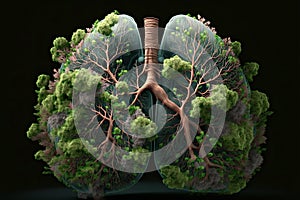 tree branches in the shape of lungs. Concept of environmental and forest protection