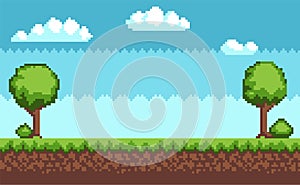 Tree Bush Pixel Style Vector Illustration Landscape