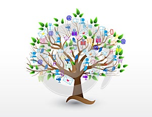 Tree business people social media icons logo