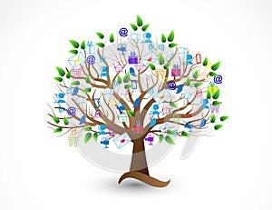 Tree business people social media icons logo vector image