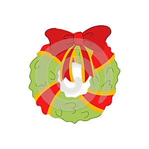 tree christmas wreath cartoon vector illustration