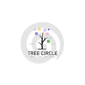 Tree with circle leaf colorful logo design icon illustration
