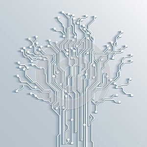 Tree circuit board abstract background - vector