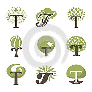 Tree. Design elements. Vector logo templates set