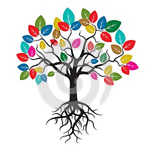 Tree with Color Leafs and Roots.