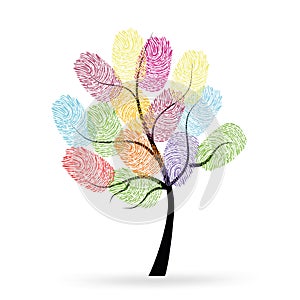 Tree with colorful finger prints vector