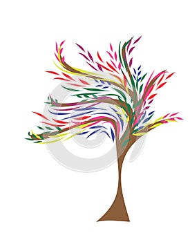 Tree colorful logo leaves wind blowing