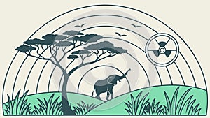 Tree with CompassTarget Symbol in Landscape Vector, vector design Generative AI