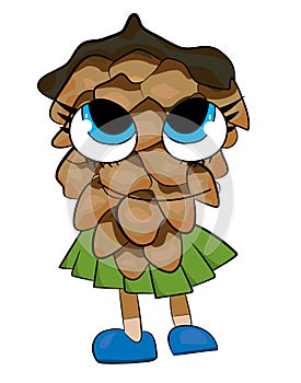 Tree cone cartoon character