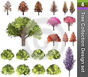 Tree correction design set. 3D Illustration.