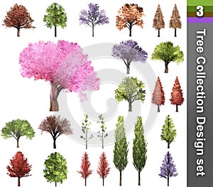 Tree correction design set. 3D Illustration.