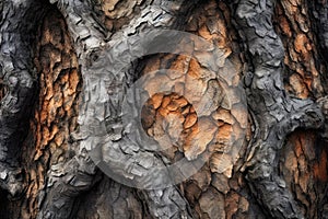 A tree with a dark brown bark