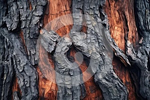 A tree with a dark brown bark