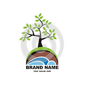 Tree design logo template vector, eco green organic - vector