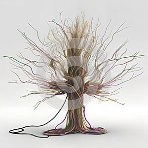 tree from electrical wires tangled . Generative AI