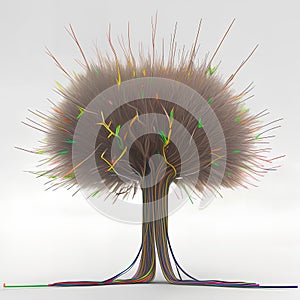 tree from electrical wires tangled . Generative AI