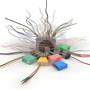 tree from electrical wires tangled . Generative AI