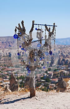 Tree and evil eye amulet in Cappadocia Turkey