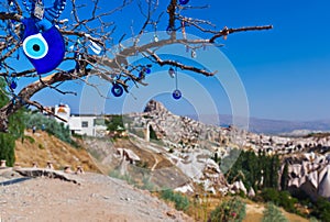 Tree and evil eye amulet in Cappadocia Turkey