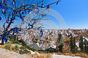 Tree and evil eye amulet in Cappadocia Turkey