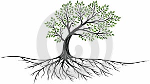 Tree with Exposed Roots, Nature and Resilience Vector, vector design Generative AI photo