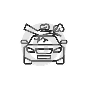 Tree fall down on car line icon