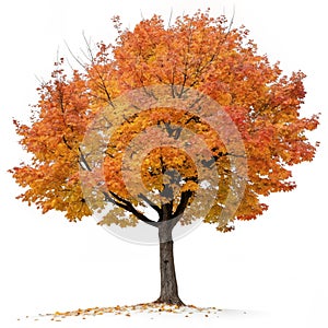 Tree in fall isolated on white background